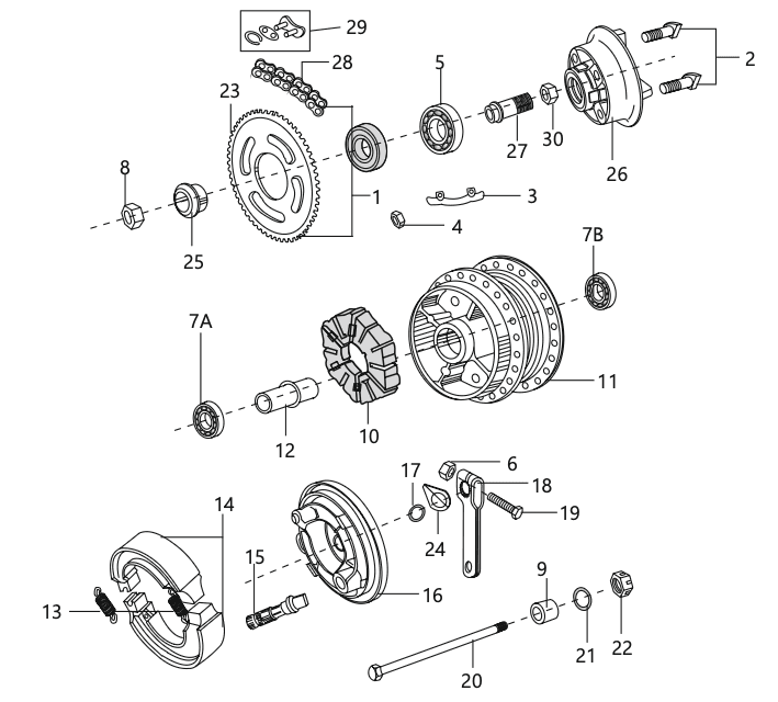 REAR HUB (130 MM)