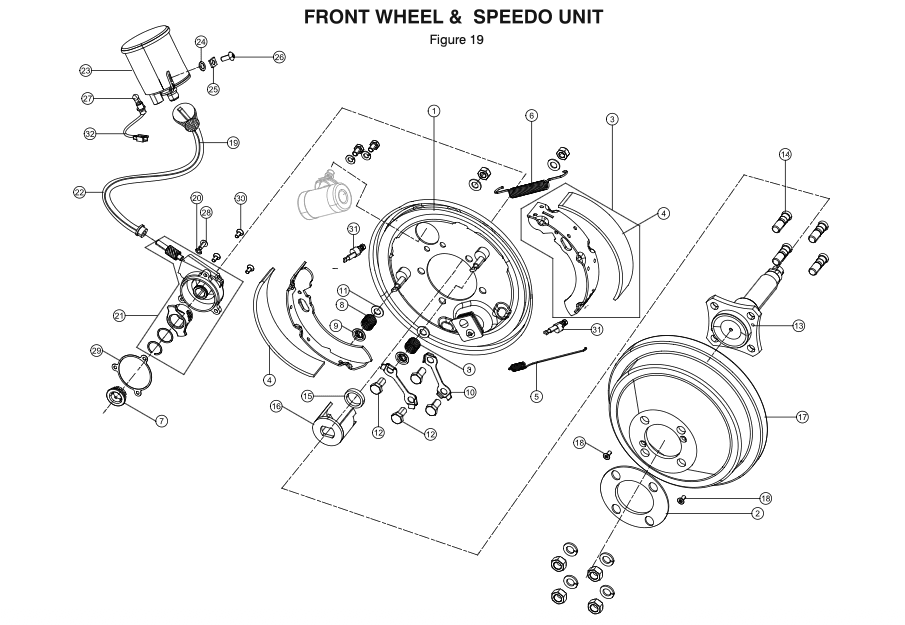 FRONT WHEEL & SPEEDO UNIT