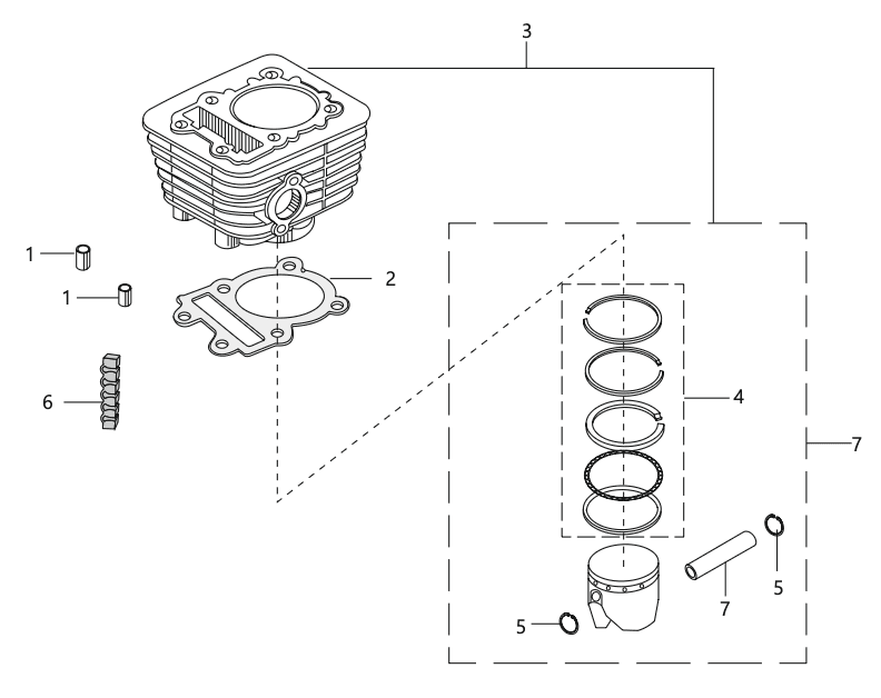 CYLINDER AND PISTON