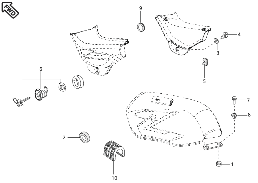 FITTINGS-PETROL TANK & SIDE COVER