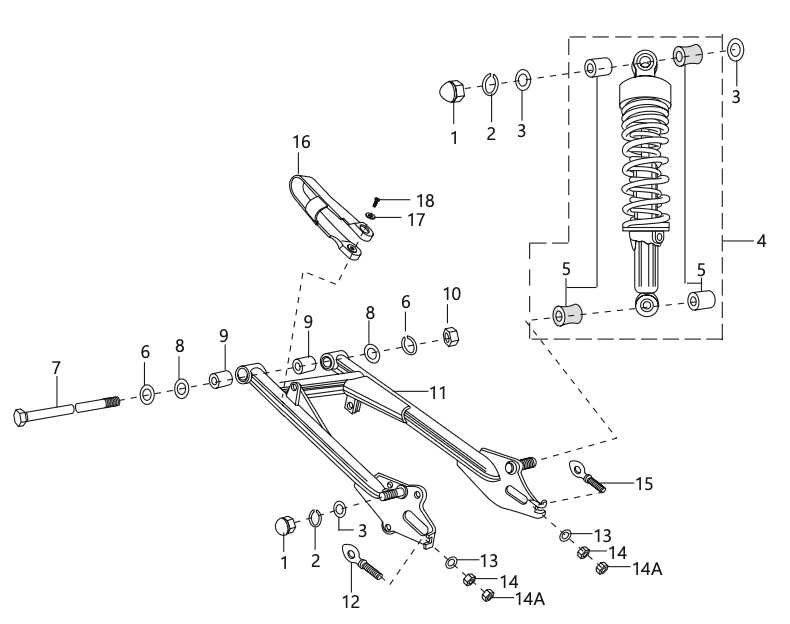 SWING ARM / REAR SHOCK ABSORBER