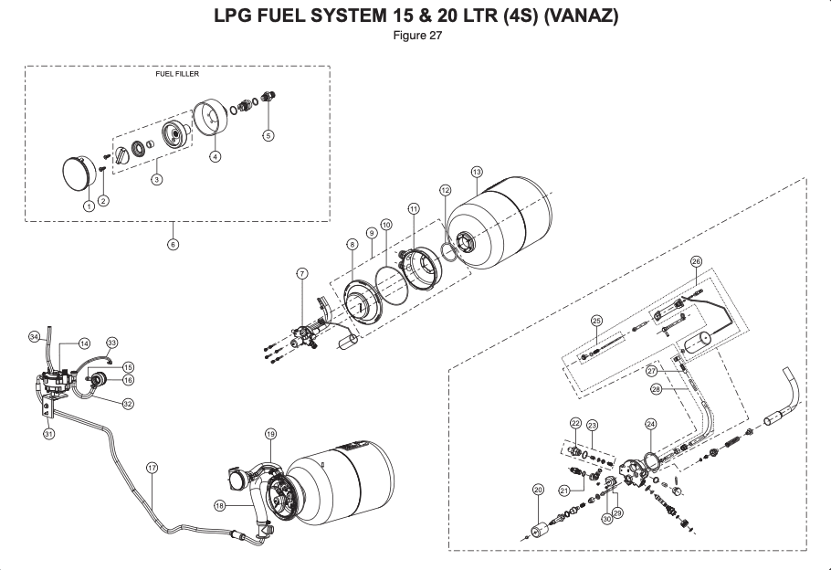LPG FUEL SYSTEM 15 & 20 LTR (4S) (VANAZ)