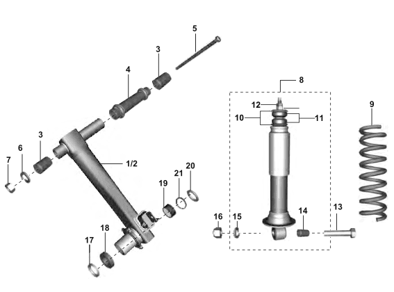 Trailing Arm / Rear Shock Absorber