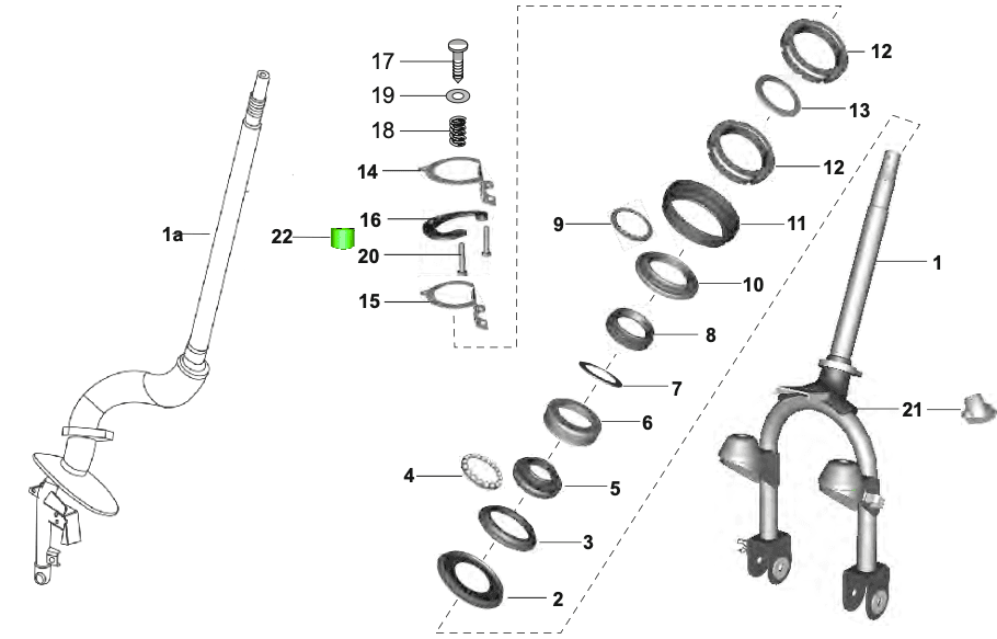 STEERING COLUMN & FORK ASSEMBLY