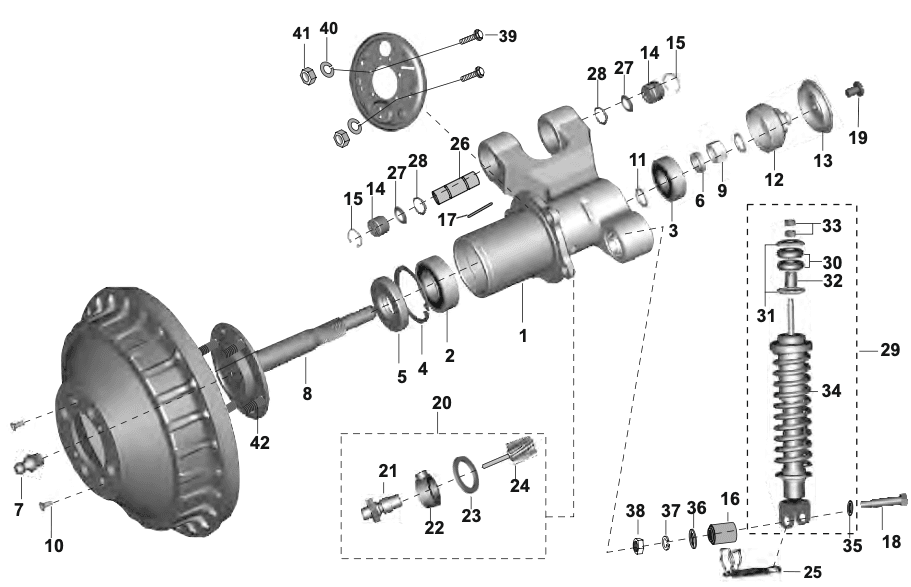 FRONT HUB & FRONT SHOCK ABSORBER