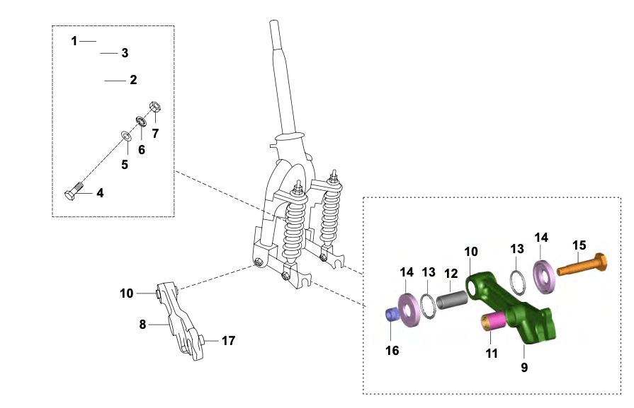 FRONT SHOCK ABSORBER & LINKAGE